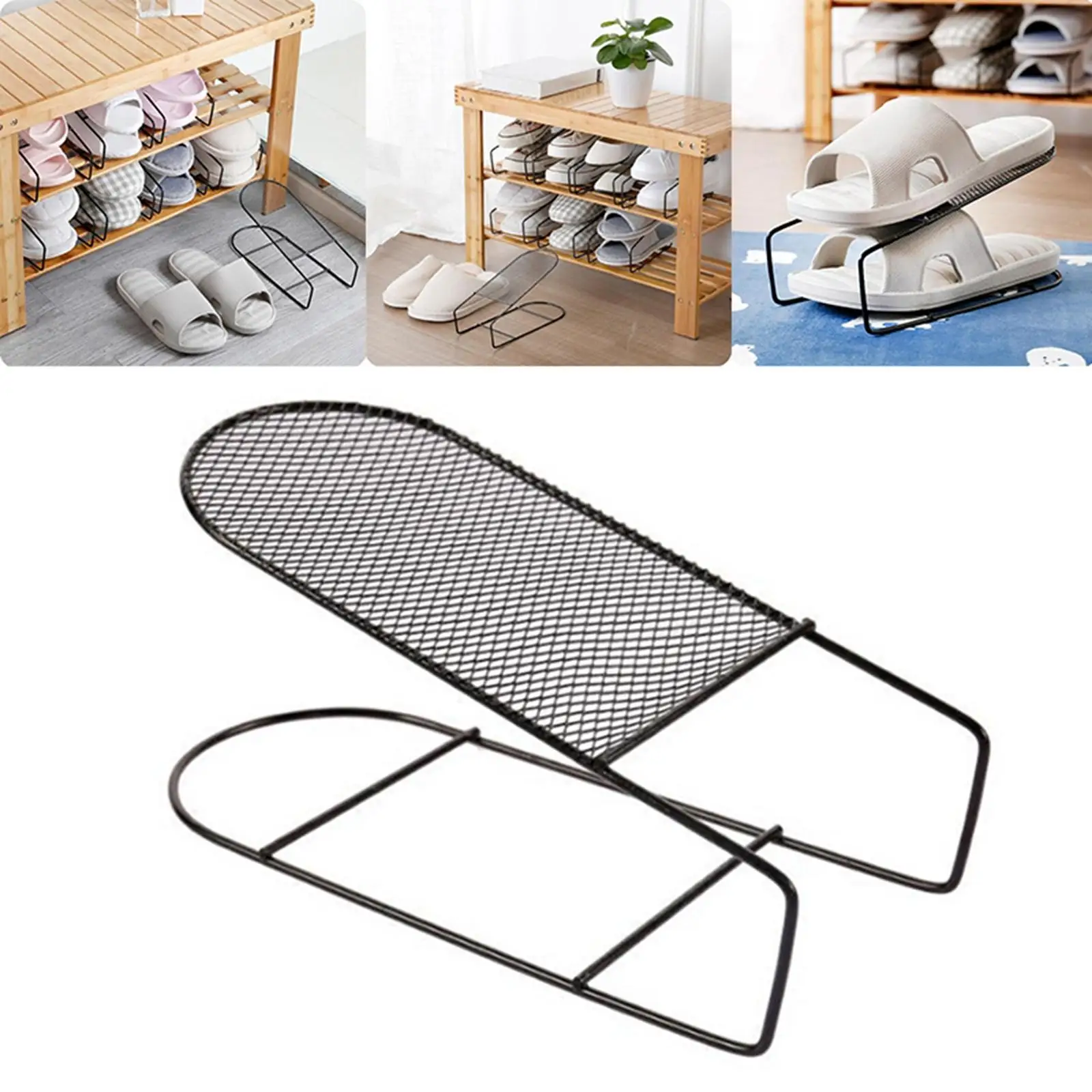 Metal Shoe Slots Space Saving Closet Organization Stacker Holder for Sandals