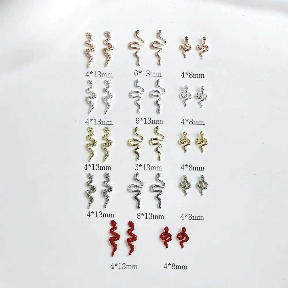 15Pcs 3D 크리 에이 티브 금속 합금 미니 뱀 네일 아트 장식 다채로운 작은 뱀 반짝 이는 네일 매력 DIY 매니큐어 용품