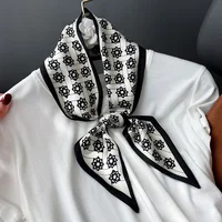 Fashion Print Hair Ribbon Scarf Women Neck Tie Bag Scarfs Satin Silk Skinny Headscarves Ladies Foulard Floral Bands 2022 New 3