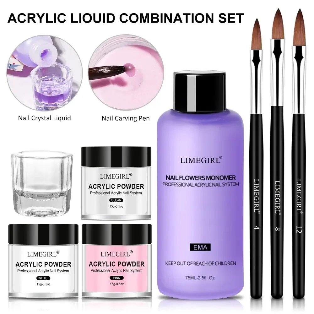 Acrylic Nail Kit Set Acrylic Powder Kit With Nail Lamp Acrylic Nail Glue Glitter Powder Nail Tips Nail Art Tool Kit 5