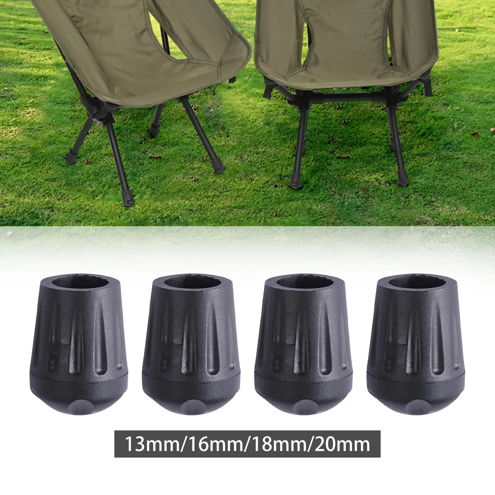 Camping Chair Leg Foot Cover Flexible Rubber Easy Install Floor Protector Replacement Pad for Outdoor Garden Chair