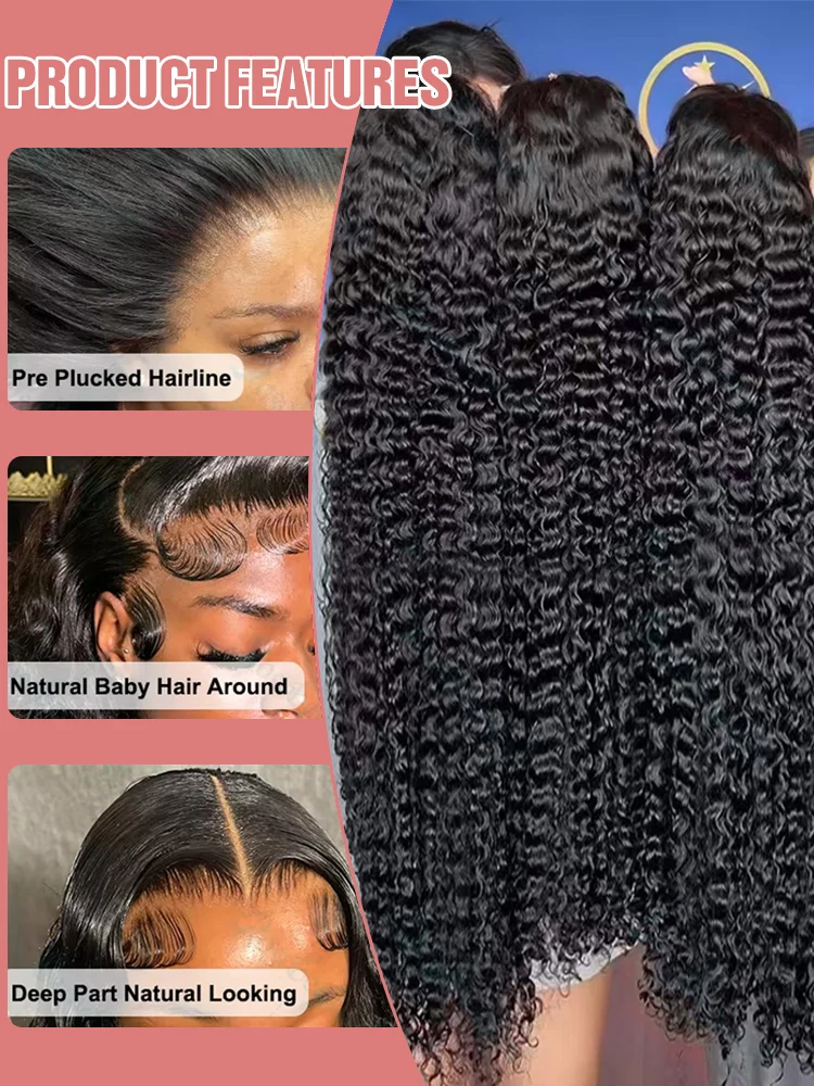 13x6 Hd Transparent Water Deep Wave Lace Frontal Wig 250% Density Brazilian 40 46 Inch 13x4 360 Curly Lace Front Wigs For Women 2