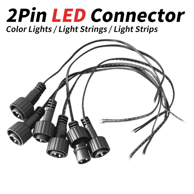 Connecteur LED 2 broches avec fil de 25 cm pour guirlandes solaires 1A 0,25 mm² IP65 Câble d'extension étanche pour panneau solaire 1