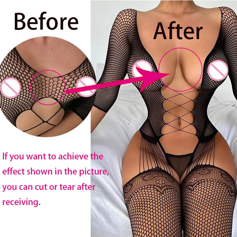 Women Underwear Sexy Lingerie Fishnet Bodysuit Crotchless Bodystockings Women Sexy Lingerie Erotic Pajama Fancy BodyUnderwear Sex Set Couple Game Suit