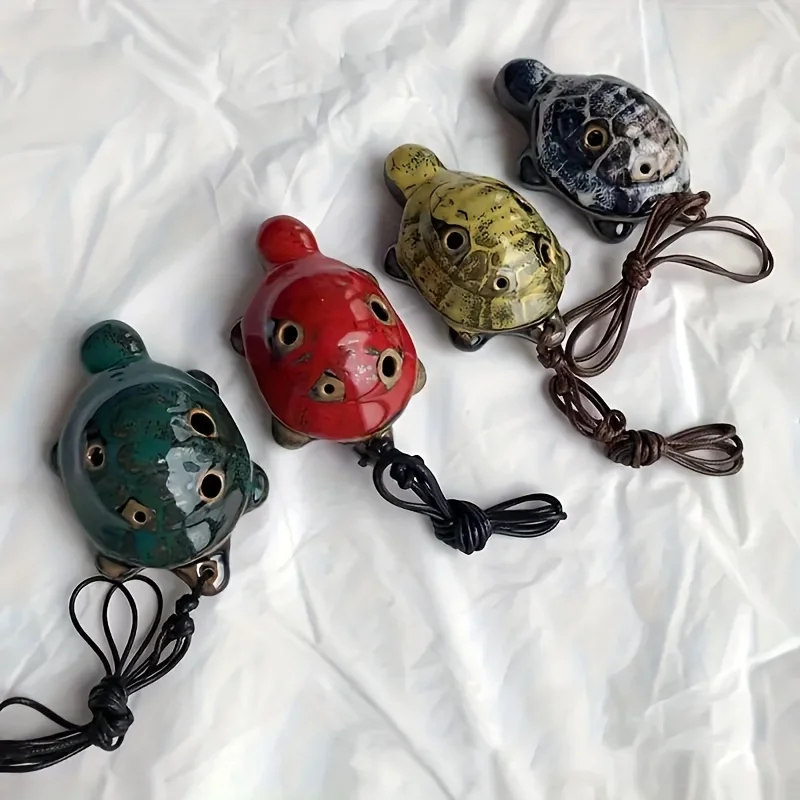 1pc-random,small turtle ocarina kiln color changing series 6 hole ocarina