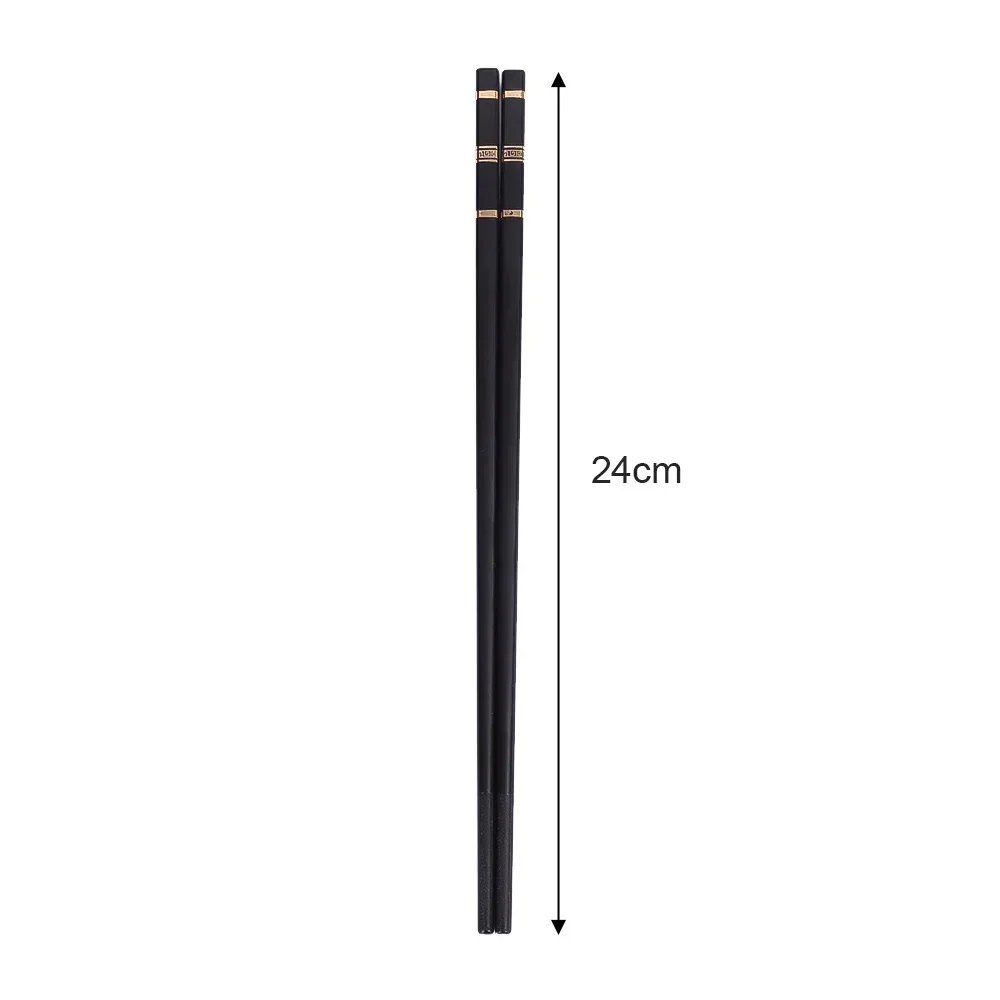 Metal Chinese Chopstick Black Alloy Chopsticks Reusable Non-slip Sushi Food Chop Sticks Food Grade Kitchen Tableware Sets Tools