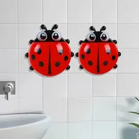 2pcs Toothbrush Holder Cute Ladybug Shape Suction Cup Creative Toothbrush Rack Bathroom No-punching Storage Shelf 5