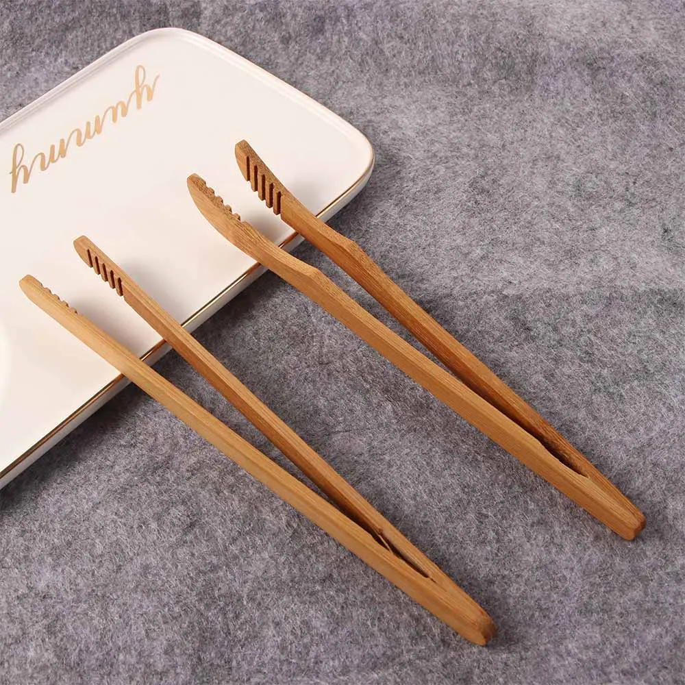 Description Picture 3 of item1/2/4Pcs Bamboo Food Tongs Reusable Wood Toaster Tongs Mini Straight Bend Tea Clip Bread Fruits Clamp Kitchen Teaware