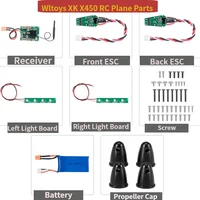 WLtoys XK X450 RC Airplane Spare Parts  Wing Battery Cover Case Motor Engine  Servo ESC LED Blade Prop Screws Base Receiver 2