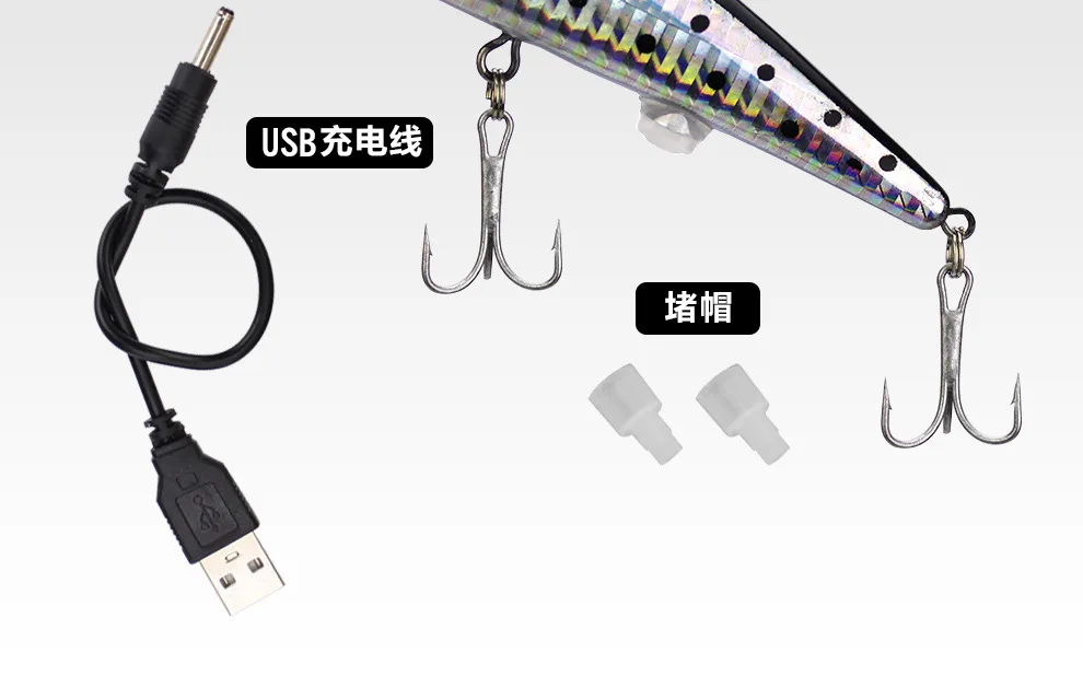 Leurre de pêche lumineux vibrant USB rechargeable avec lumière LED pour une simulation réaliste