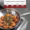 Clad Stainless Steel Wok Pan with Lid Flat Bottom 12 inch (30cm) - Small Stir Frying Pan with Stay-Cool Long Handle - Tr 6