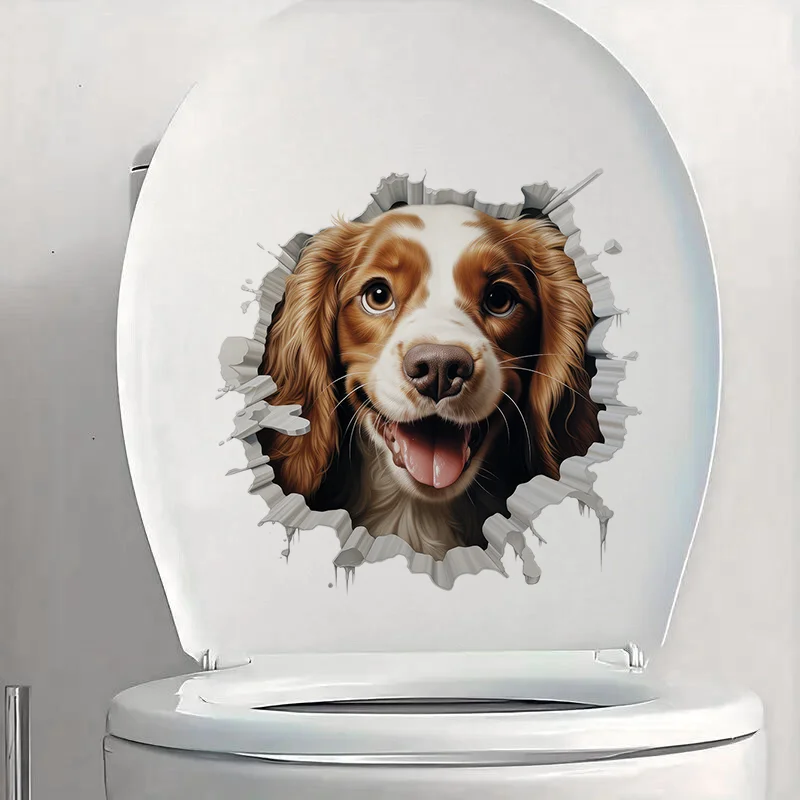 90903# English Cocker Spaniel Dog Self-Adhesive Toilet Stickers,Wall Decal Removable, Vinyl Car Sticker for Bathroom Decor