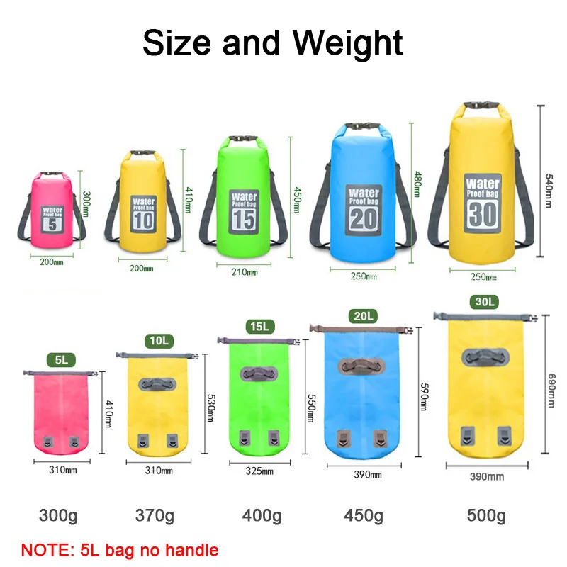 5L/10L/15L/20L/30L Double Shoulder Waterproof Storage Dry Sack Bag For Canoe Kayak Rafting Swimming Outdoor Sport Backpack dry bag waterproof bag
