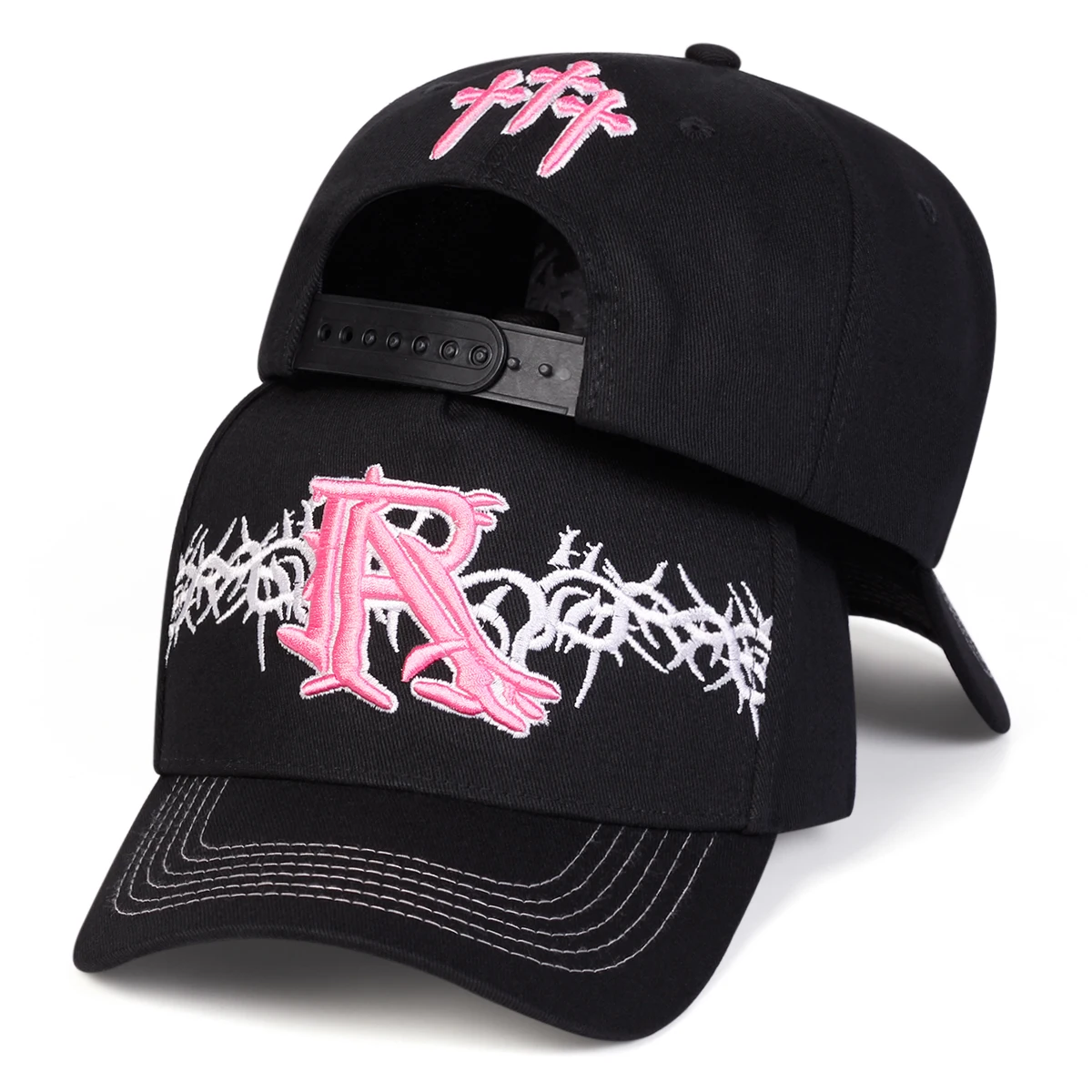 Unisex R-Kreuz-Stickerei-Baseballkappen für Frühling und Herbst, verstellbare Freizeitmützen für draußen, Sonnenschutzhüte, Sportkappen – Detail 3