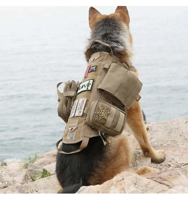 Military Tactical Dog Chest Harness Nylon Training Adjustable Army Pet Dog Cloth Water-resistant Harness Vest for Large Dogs