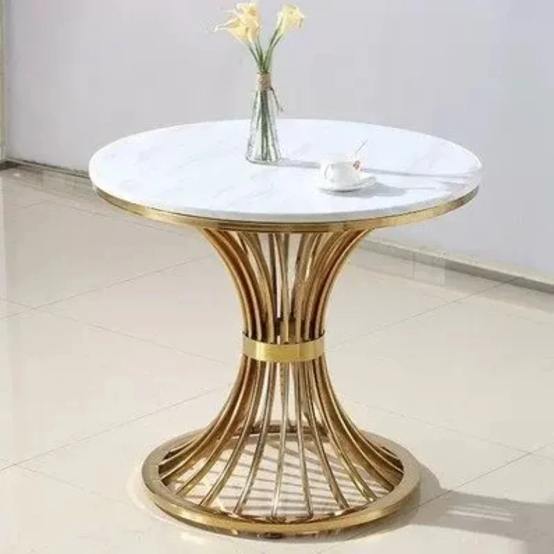 Luxe Marmeren Tafel Modern Appartement Banktafel Creatief Ijzeren Einde Bijzettafel Kleine Ronde Salontafel Gouden Ronde Tafel