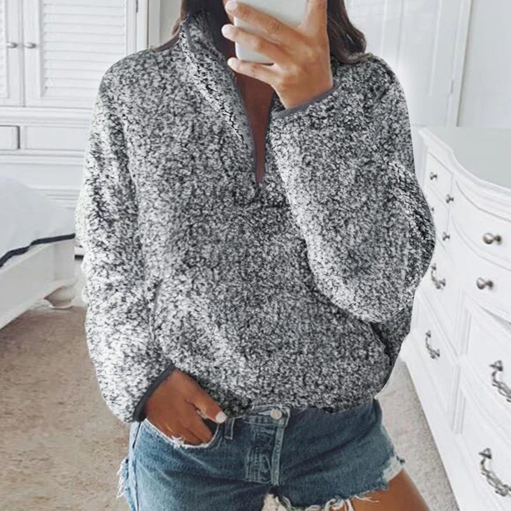 Fluffy Sweater Casual Fleece Warm Oversized Sweater Women Faux Fur Christmas Pullovers Winter Coat Ladies Hoodies 2021 Winter