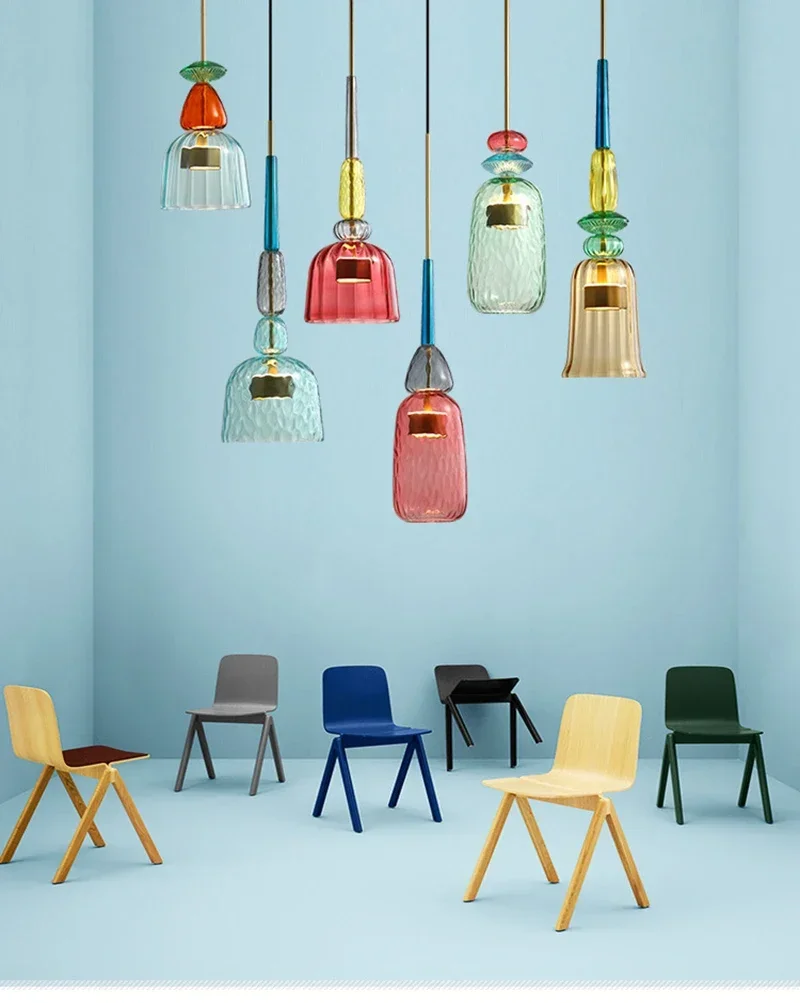 Description Picture 2 of itemColorful Glass LED Pendant Ceiling Lamp Bar Bedroom Room Restaurant Led Chandelier Modern Home Decor Lights Indoor Lighting