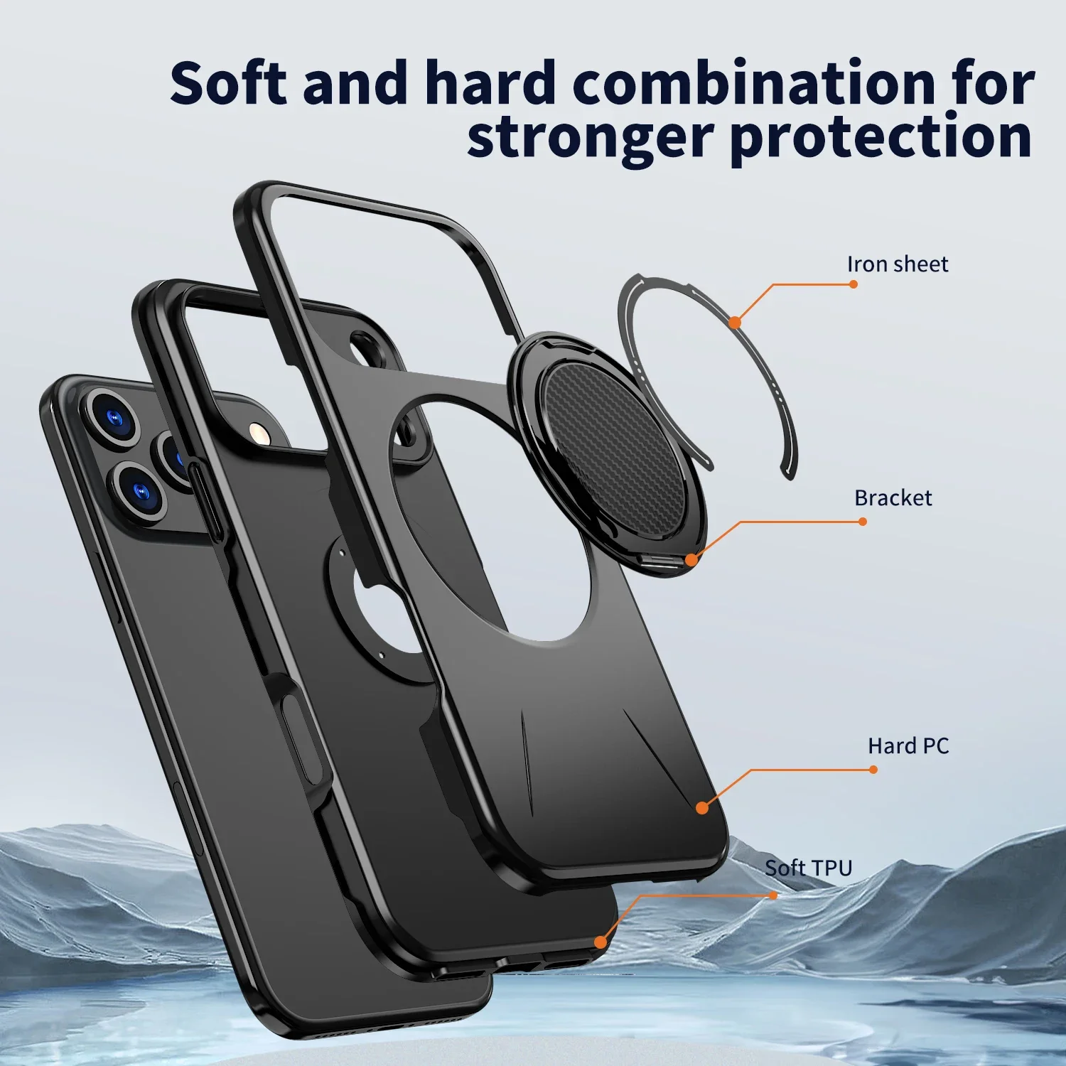 Magnetic Shockproof Phone Case with 360° Rotating Stand and Holder