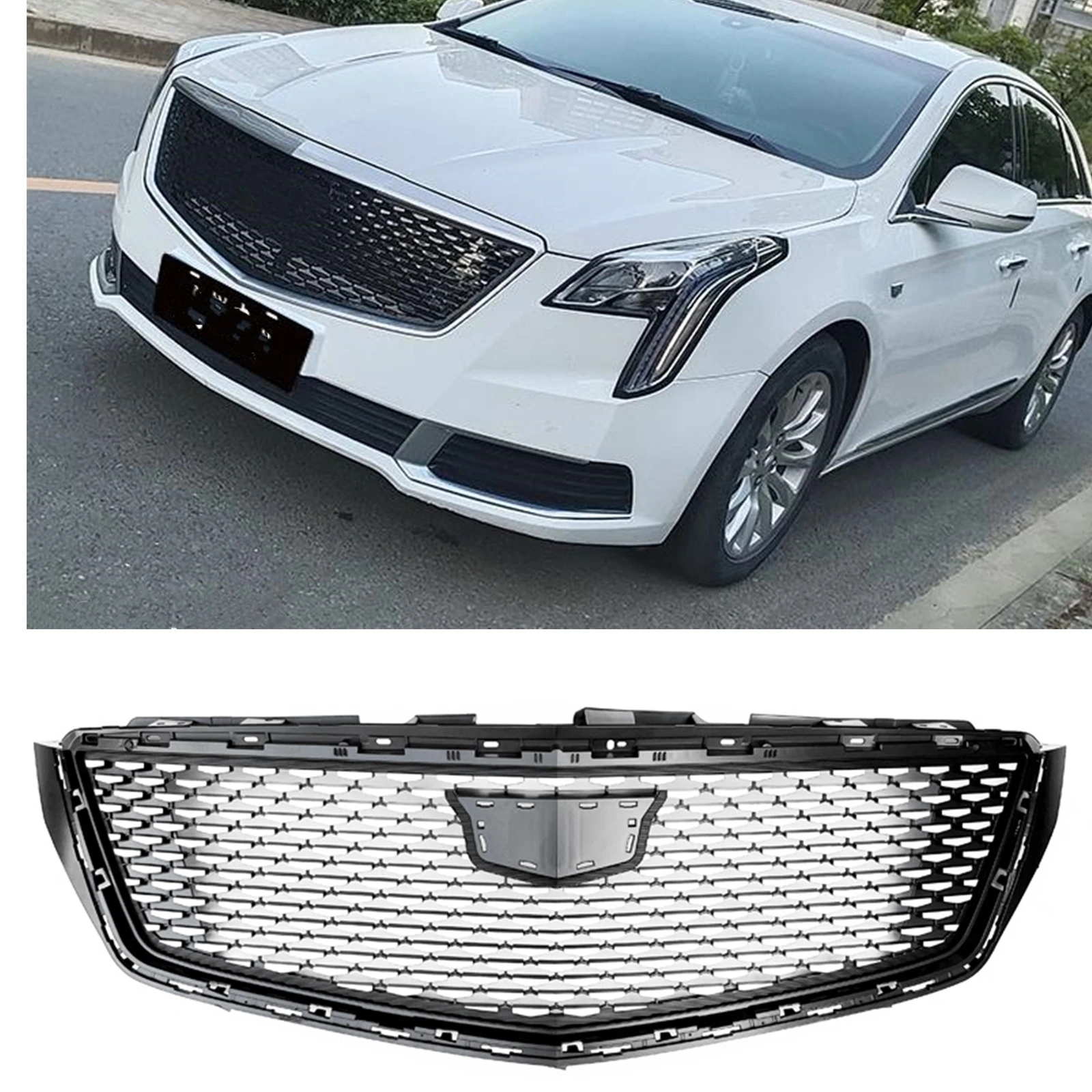 

Front Grille Racing Grills Upper Front Bumper Hood Mesh Grid Replacement Part For Cadillac XTS 2018-2020