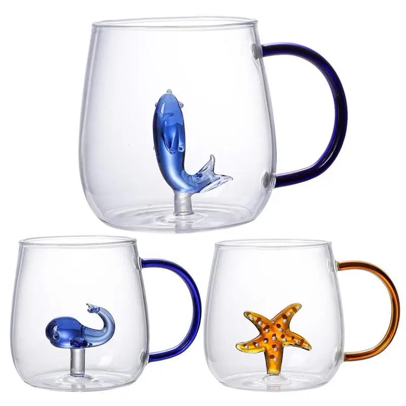 

Cute Transparent Glass Beer Milk Coffee Water Cups 3D Coffee Mug Multipurpose Cartoon Animal Drinking Cup Drinkware Supplies