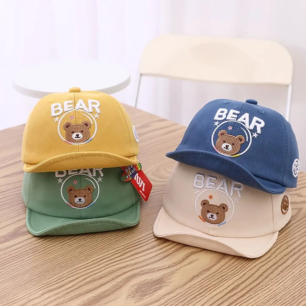 

Cotton Baby Baseball Cap Soft Hem Bear Sunscreen Cap Duck Tongue Letters Embroidery Peaked Hat Newborns