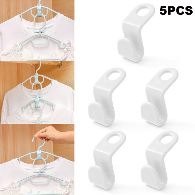 5Pcs Mini Clothes T-shirt Hanger for Closet Connector Hooks Cascading Plastic Wardrobe Coat Organizer Rack Holder Space Saving