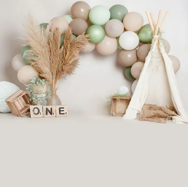 Newborn Baby Shower 1st Birthday Party Backdrop Decor Balloon Flower Floor Cake Smash Photography Background For Photo Studio