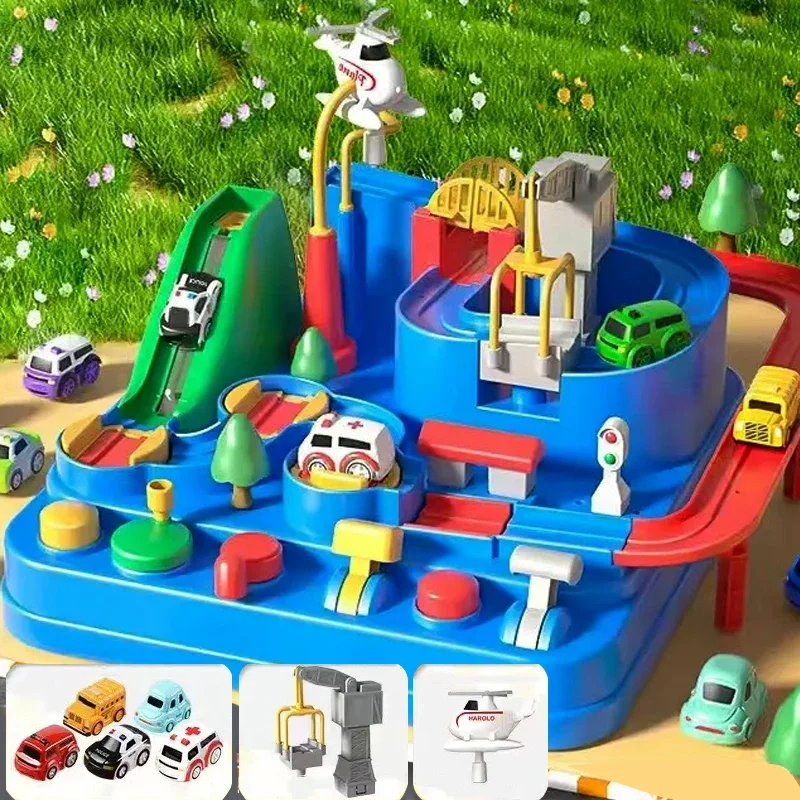 Racing Rail Car Model Educational Toys Children Track Adventure Game Brain Mechanical Interactive Train Animals Space Rocket Toy
