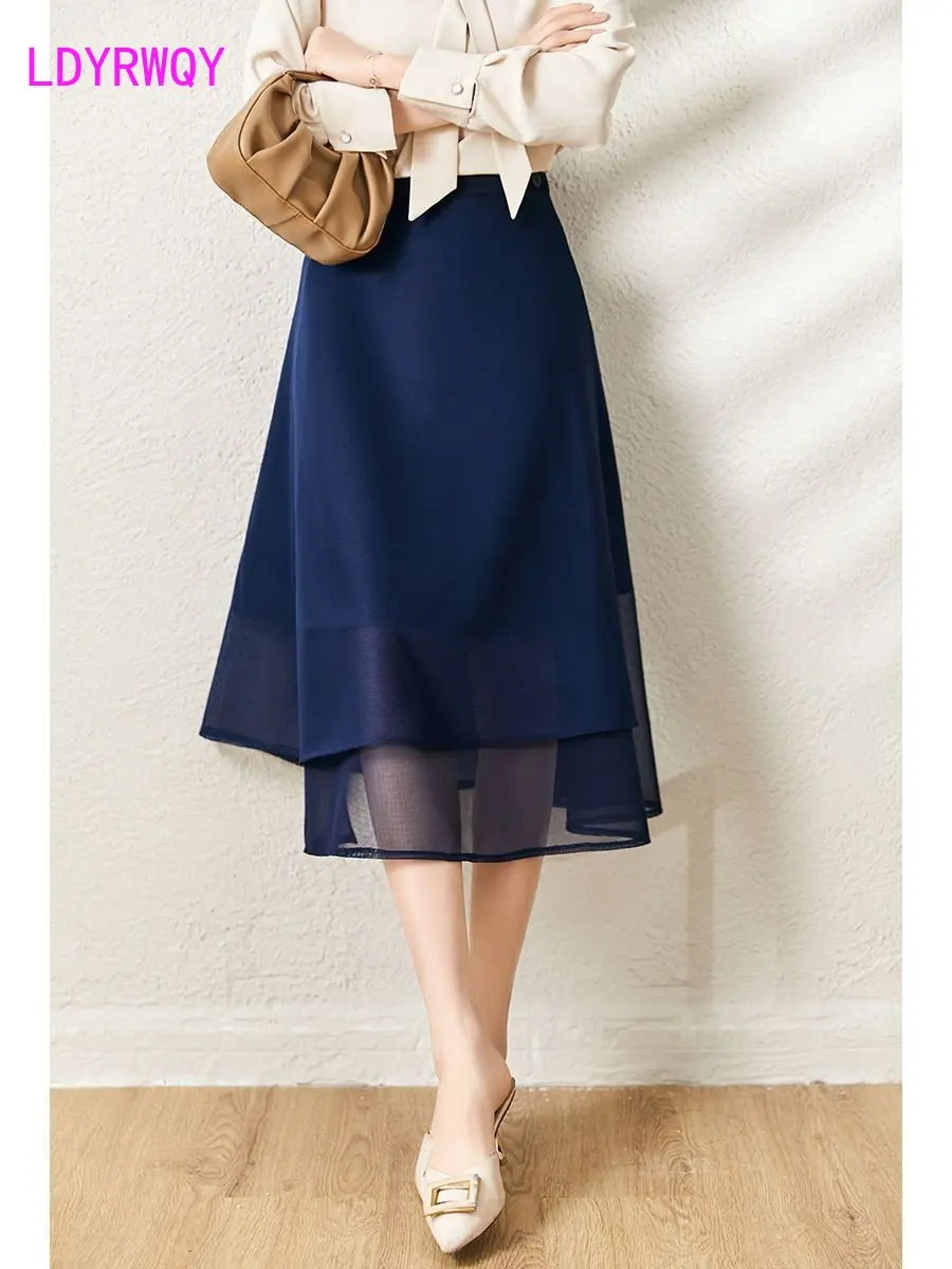 Mesh skirt, skirt, mid-length spring/summer irregular vintage umbrella skirt, multi-layered temperament skirt