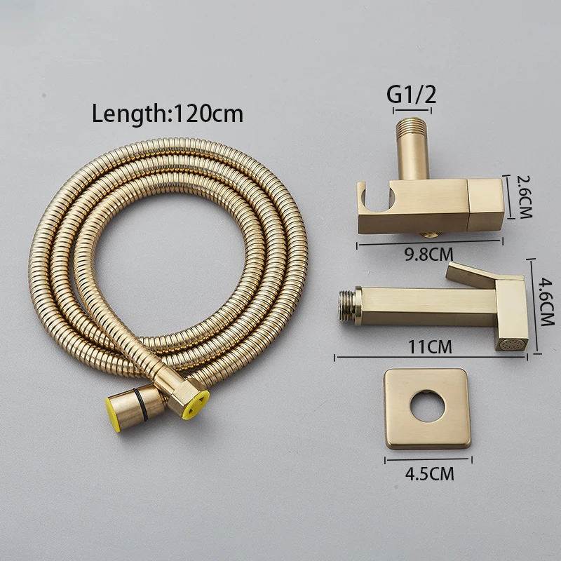 Brass Bidet Faucet Single Cold Water Tap Handheld Bidet Spray Shower Set Toilet Shattaf Sprayer Douche Hygienic Shower Black 6