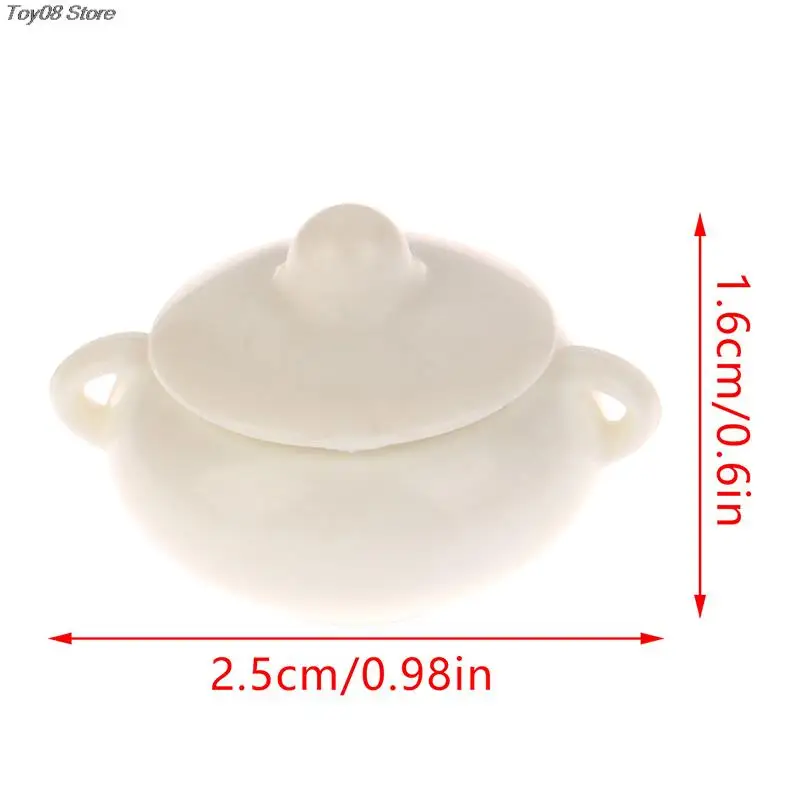 

New 1Pcs Dollhouse Miniature White Cooking Soup Pot Stew Cup With Cover Tableware Kitchen Model Decor Toy Doll House Accessories
