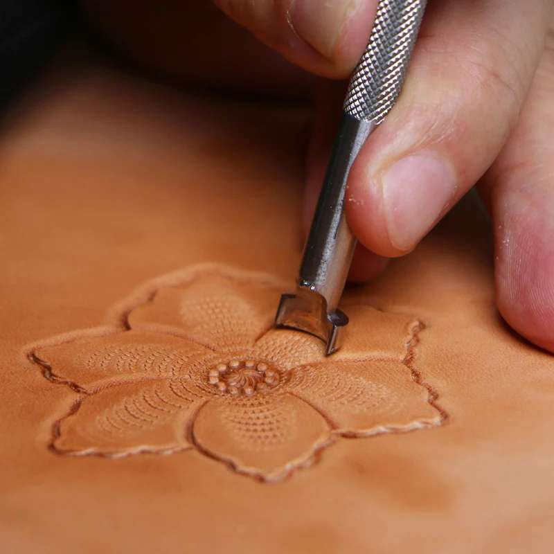 Leather Work Stamping Tool Carving Round toothed leaf vein pattern V037 Carving Leather Craft Zhongjiang304Stainless streel Stamp