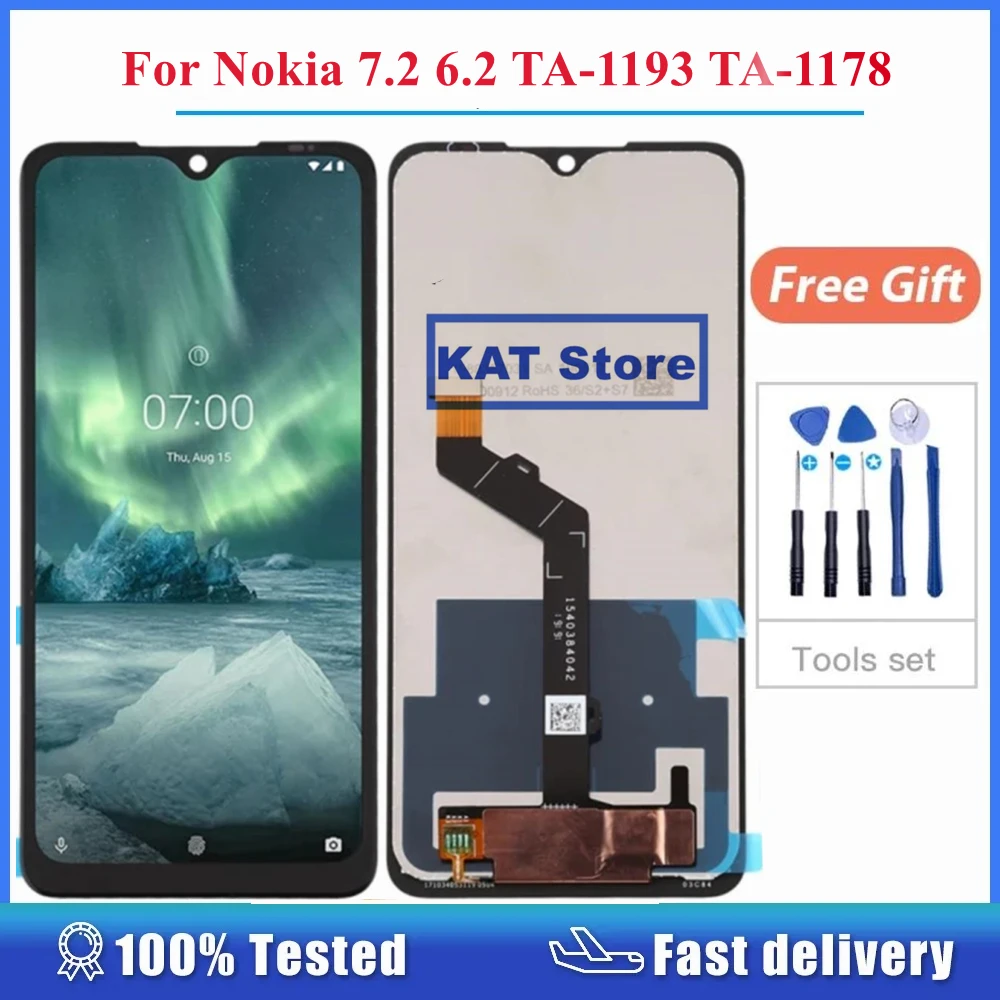 

For Nokia 7.2 6.2 TA-1193 TA-1178 TA-1196 TA-1181 LCD Display With Touch Screen Digitizer Full Assembly With Repair Tools