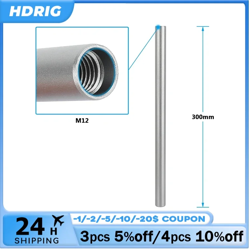 HDRIG 2Pcs Dia 15mm Aluminum Tube Rod 10cm 20cm 25cm 30cm for Follow Focus Lens Support Rig Rail Cage System SLR Cameras Studio