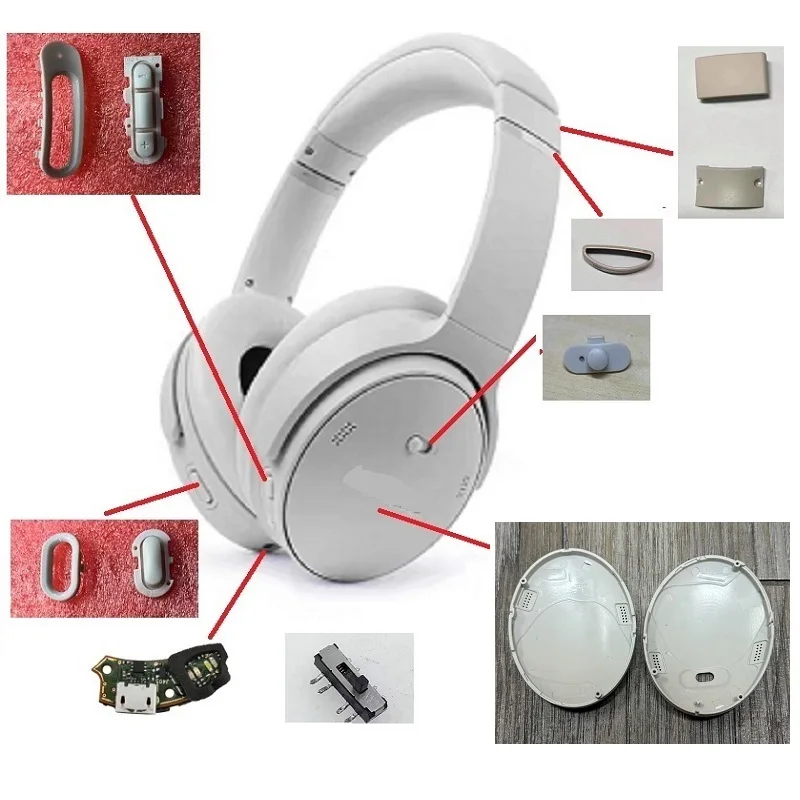 Bose QuietComfort 45 QC45 헤드폰 수리 부품, 전원 스위치, USB 충전기 포트, 헤드폰 교체 이어 컵 이어 패드