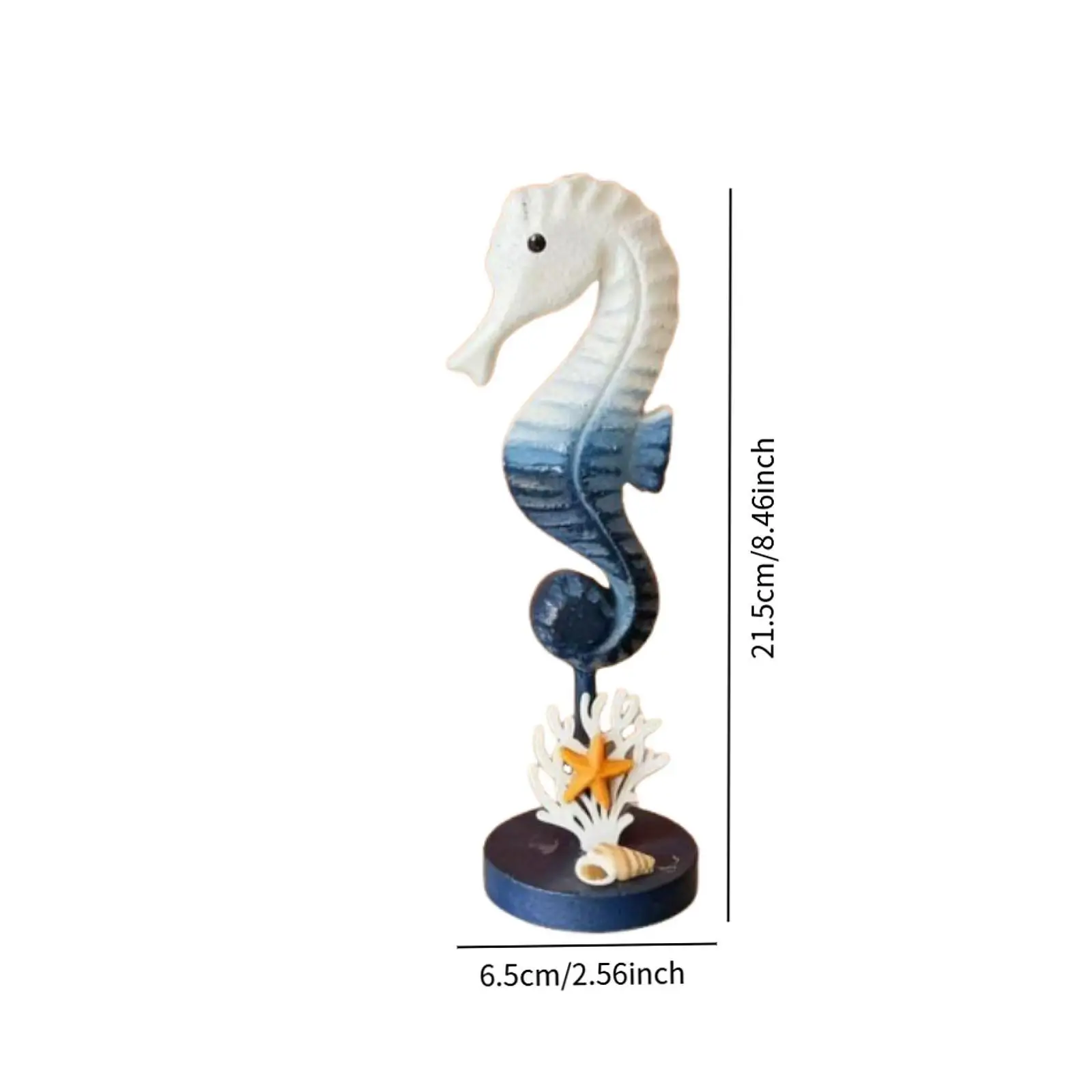 Beach Themed Seahorse Pendant Luxury Decorative Figurines Wooden Nautical Sculpture Sea Room Decor for Home Office