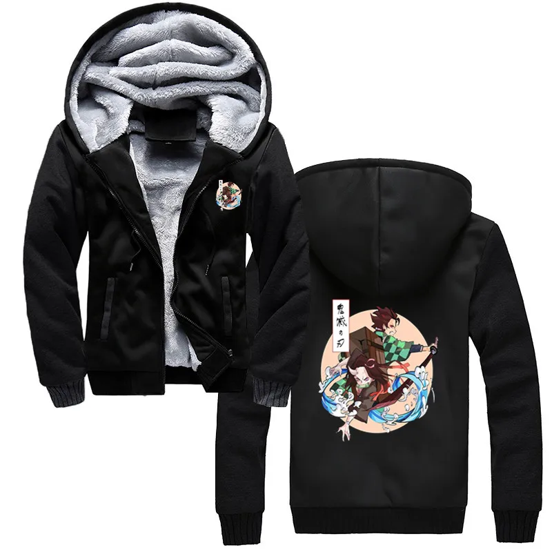 

Cartoon Men Demon Slayer Funny Hoodie Demon Blame Zipper Sweatshirt Kimetsu No Yaiba Japanese Anime Winter Thicken Clothing