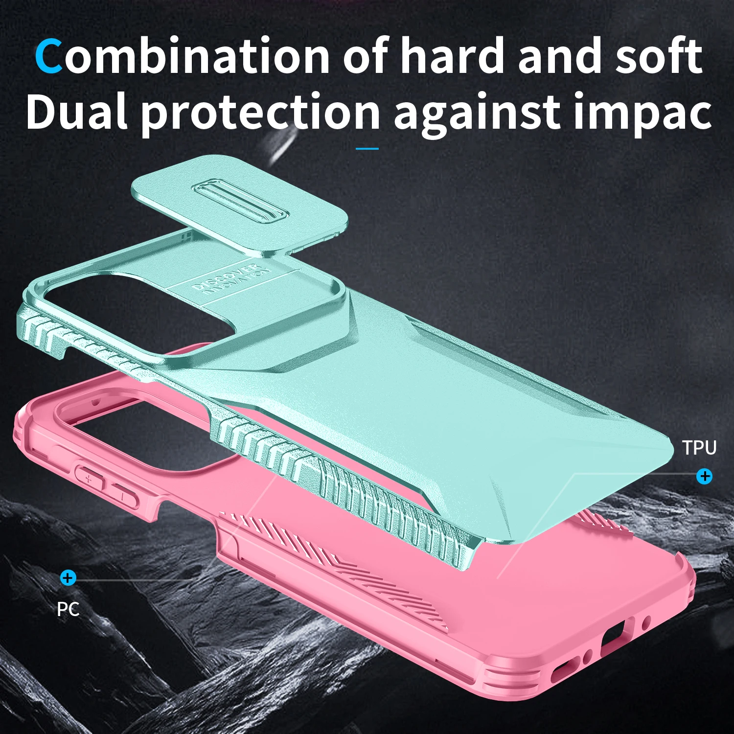 Armor Shockproof Case with Camera Lens Slide Cover