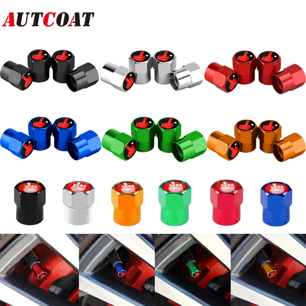 AUTCOAT4PcsSetTireStemValveCapswithORubberRingUniversalStem