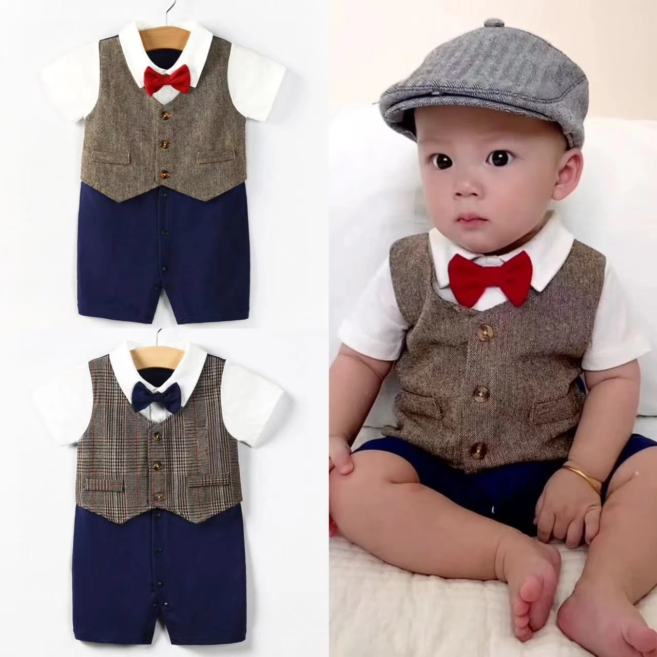 Baby Boys Cotton Handsome Suit Romper Newborn Baby Clothes 0 24M AliExpress