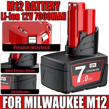 New For Milwaukee M12 Battery 7000MAH 12V Screwdriver Battery M12 12V XC Tool 48-11-2402 48-11-2411 Cordless Tools Battery