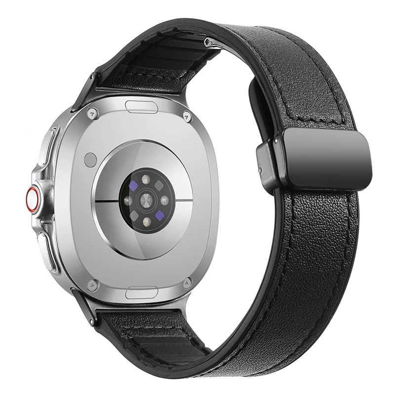Premium Magnetic Leather Silicone Strap - Men's Sports Bracelet
