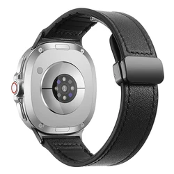 Premium Magnetic Leather Silicone Strap - Men's Sports Bracelet - Galaxy8 classic 46MM (Black)