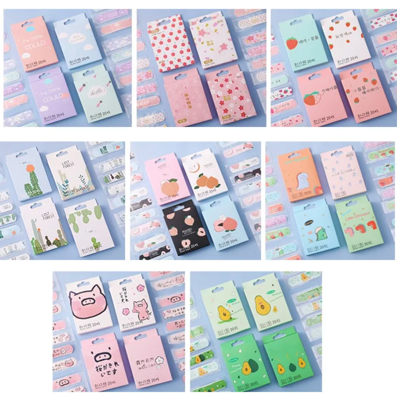 20pcs/box Waterproof Bandages First Aid Hemostasis Band Aid Stickers Cute Cartoon Animals Pig Plaster Wound Emergency Kit