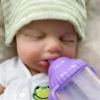 33cm Can Open Mouth Painted Solid Silicone LouLou Bebe Reborn Girl and Boy Washable Newborn Baby Dolls For Kid's Gift 3