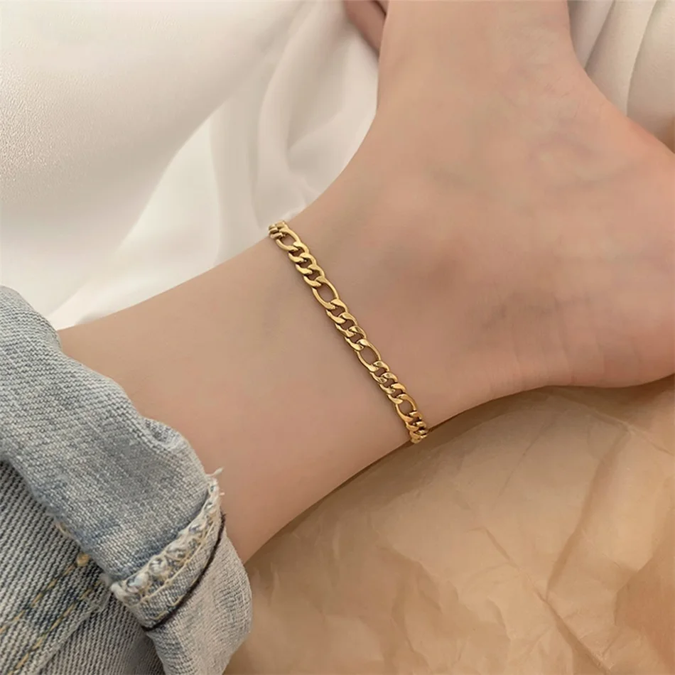 Damen-Fußkettchen Kubanische Kette Edelstahl Fußschmuck für Männer und Frauen Beinkette Knöchelkette Kubanische Ketten Schmuck Dropshipping – Detail 10