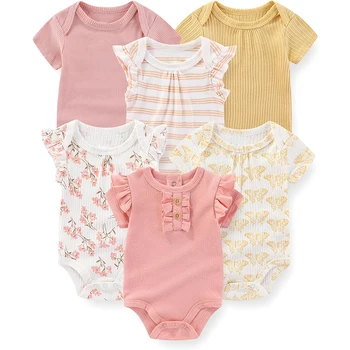 Fashion Baby Boy Girl Bodysuits 6-Pack Casual Cotton Soft Infants Outfit New born Clothes 1