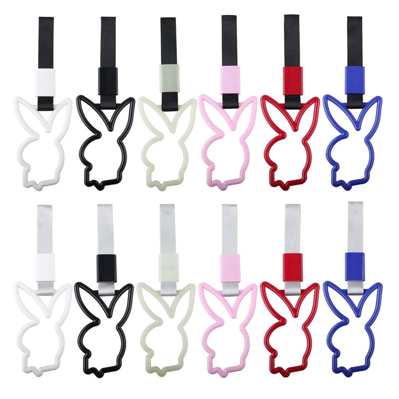 JDM Rabbit Racing Tsurikawa Ring Train Bus Handle Universal Drift Anime Car Modified Handle Nylon Strap For Car Warning car accessories strap car decoration strap