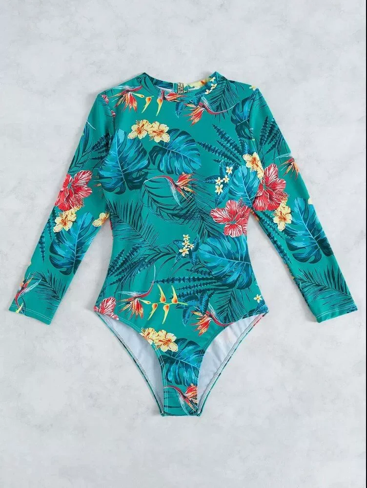 Ladies 2025 One-Piece High Collar Backless Fashionable Swimsuit Long Sleeve Suitable for Summer Beach And Swimming Pool